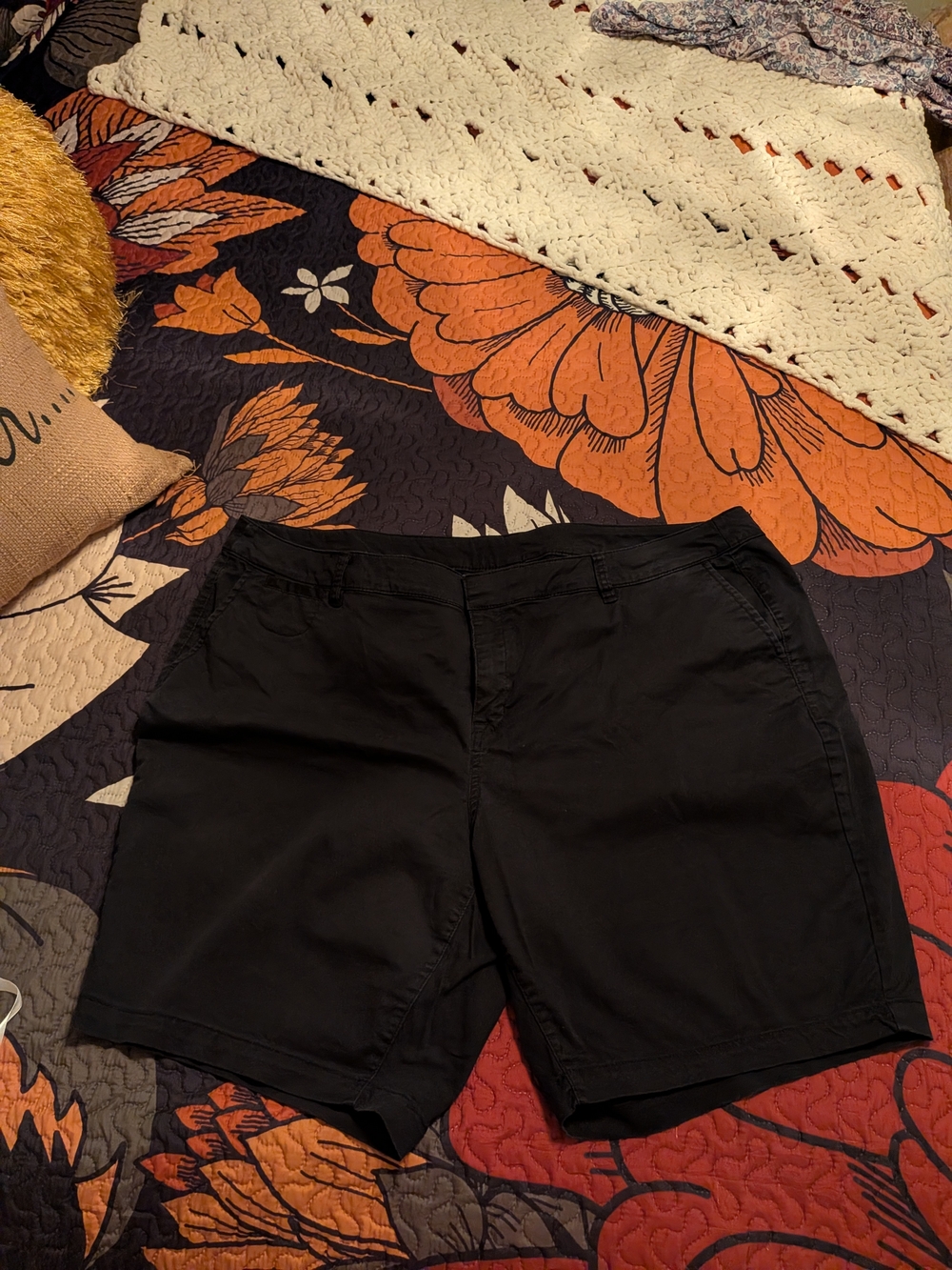 Lane Bryant Black Women's Flat Front Shorts-22petite